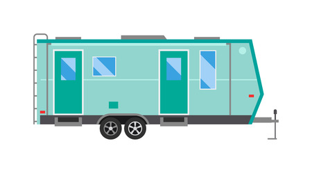 Ccaravan travel car vehicle trailer house summer vacation vector. Camper caravan car, vintage tourism caravan comfort car flat vector. Vintage caravan car vehicle trailer summer transport vector.のイラスト素材