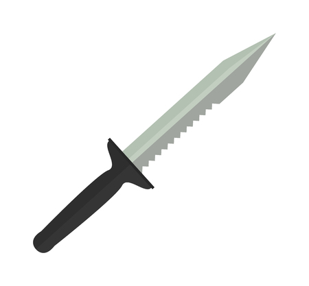 Traditional short metal knife, retro roman short knife with gold handle. Short knife creative illustration and cartoon steel weapon flat vector illustration.のイラスト素材