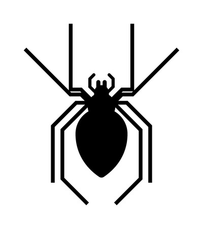 Spider black silhouette arachnid fear graphic and spider black silhouette scary, animal poisonous design. Spider black silhouette nature phobia. Black spider insect danger silhouette vector icon.のイラスト素材