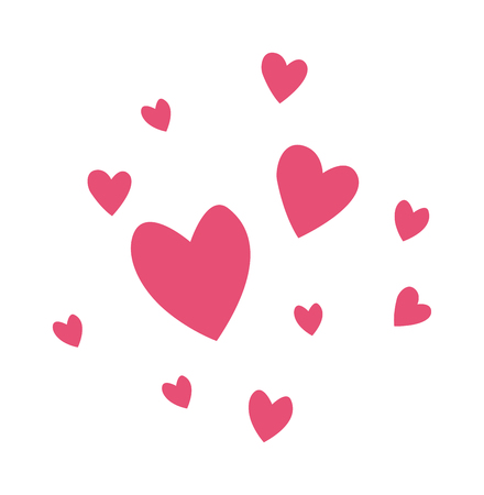 Hearts passion and romance red hearts. Greeting hearts cartoon love symbols. Hearts decoration wedding amour. Marriage love hearts vector, Set of red vector hearts love shape cartoon icons.のイラスト素材
