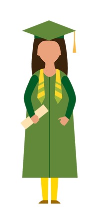 Graduation education people successful graduate students knowledge school university college graduation people infographic concept. Happy graduation people icons uniform throwing caps vector.のイラスト素材