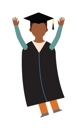 Graduation education people successful graduate students knowledge school university college graduation people infographic concept. Happy graduation people icons uniform throwing caps vector.のイラスト素材