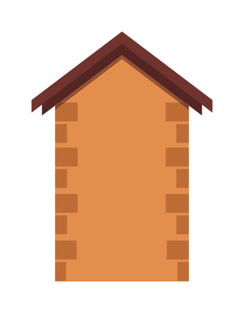 House brick stone wall and house silhouette architecture brick. House silhouette with brown roof. House flat construction estate. House or real estate silhouettes with brown brick stone wall vector.のイラスト素材