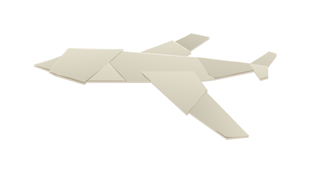 Origami F-15 eagle Jet fighter airplane and origami paper plane. Origami air plane handmade creative transport. Handmade origami plane. Realistic render of origami plane travel concept vector.のイラスト素材