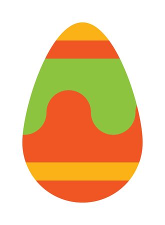 Color easter egg cartoon spring decoration and food egg symbol flat vector illustration. Colorful easter egg traditional painted easter food, easter egg seasonal ornament.のイラスト素材
