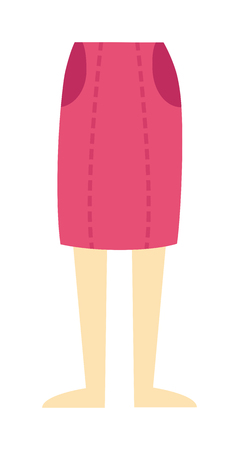 Fashion skirt and women skirt with foots. Skirt with bow glamour women stylish summer dress, elegant shopping. Orange abstract pattern fashion female skirt model young clothes cartoon flat vector.のイラスト素材