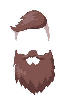 Hipster fashion men fashion hair and beard vector illustration. Fashion hipster haircut and hipster haircut hairstyle. Model hairstyle vintage hipster haircut. Character hipster haircut person.のイラスト素材