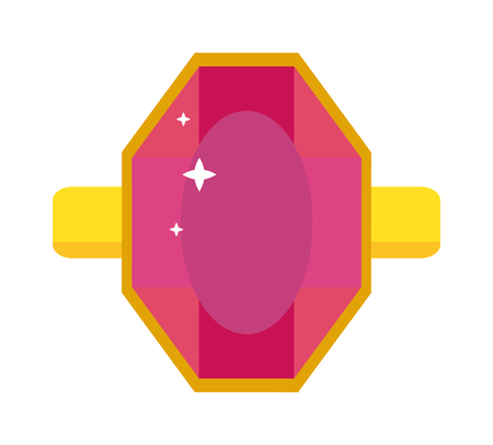 Flat design of gemstone red ruby ring illustration. Colored red ruby gemstone isolated on white background. Pink ruby tourmaline gemstone isolated on white background. Red ruby gemstone jewelry shinyのイラスト素材