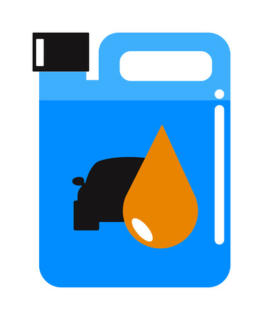 Metal canister of gasoline cartoon flat vector canister illustration. Illustration in vector gasoline canister and diesel industry gasoline flat canister. Oil canister vectorのイラスト素材