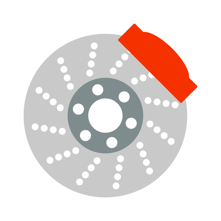 Car brake discs system spare part auto repair vehicle metal automobile tool vector illustration. System car brake discs and steel car brake discs mechanical wheel. Service component technology car.のイラスト素材