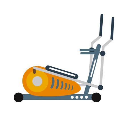 Stationary training exercise sport bike healthy lifestyle equipment and exercise bike sport. Exercise bike training workout machine. Stationary exercise bike sport gym machine health activity vector.のイラスト素材