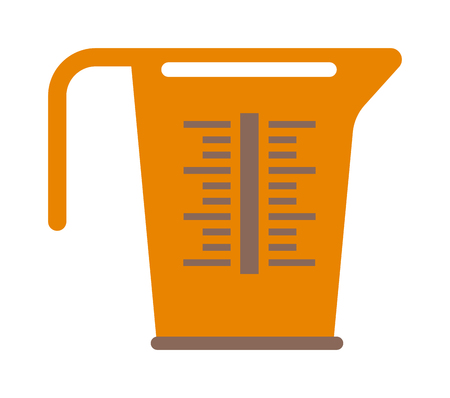 Empty measuring cup glass cooking liquid utensil measurement kitchen tool vector illustration. Measure cup kitchen tool and handle container measure cup. Kitchenware water measure cup.のイラスト素材