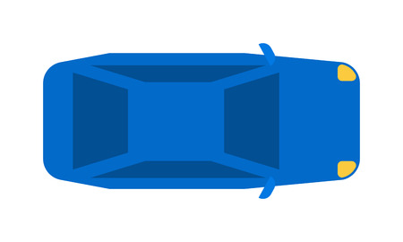 Generic blue car top view vehicle flat automobile new transport vector illustration. Car top view design and modern sedan car top view. Car top view symbol motor drive graphic design.のイラスト素材