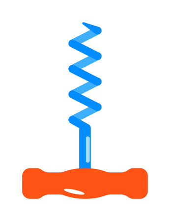 Wine corkscrew cork bottle opener kitchen screw object alcohol winery spiral tool vector illustration. Drink bar corkscrew and opener corkscrew. Classic corkscrew opener tool winery equipment.のイラスト素材