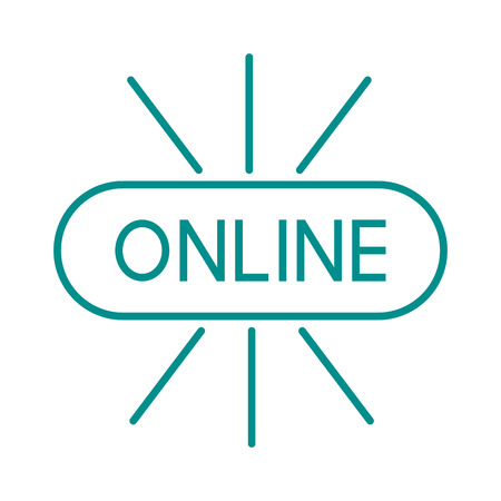 Online shopping button outline art website business glossy icon vector. Outline art  online button and online button sign design. Blue navigation interface online button retail icon.のイラスト素材