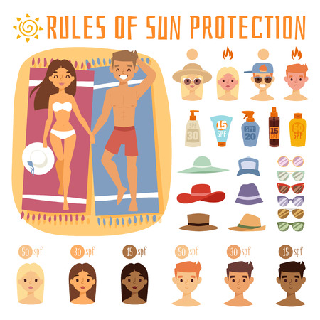 People on beach outdoors, summer friendship lifestyle. People on summer beach, sunlight teenagers people on beach. People on the sand beach fun vacation happy time cartoon vector illustration.のイラスト素材