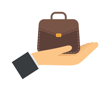 Business strategy and success professional team vector illustrations. Successful people hand with business bag and success business confidence look. Success business professional business teamwork.のイラスト素材