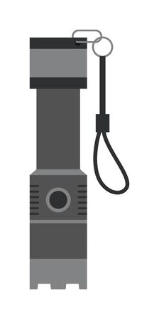 Army green military flashlight isolated on white tool security equipment vector. Security flat military flashlight and army military flashlight safety equipment. Handheld military flashlight.のイラスト素材