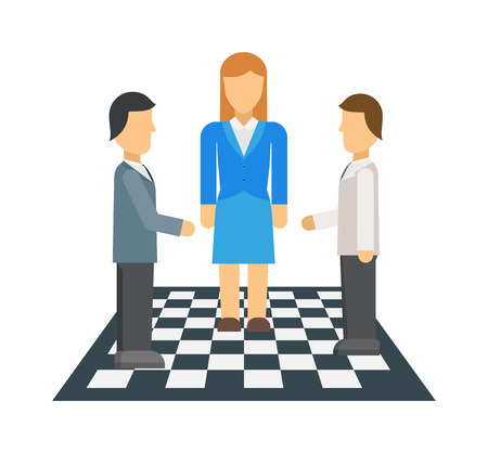 Business people at the negotiating table in office, professional teamwork vector. Negotiation corporate young business people and teamwork negotiation. Business people discussion success negotiation.のイラスト素材