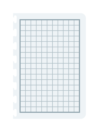 Notebook papers with lines and grid vector illustration. Squared paper notebook sheet background. White squared paper notepad sheet. Empty notepad paper sheet, line list document notepad paper.のイラスト素材