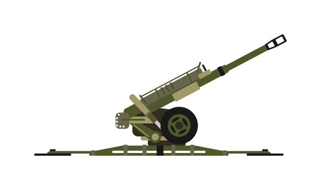 Air defense gun missiles pointing to the sky army war rocket vector. Air defense gun armed sky rocket launcher and air defense destruction danger gun. Aggression vehicle air defense gun.のイラスト素材