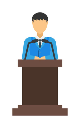Speaker talk vector silhouette illustration and speaker silhouette public communication. Speaker silhouette conference politician presentation, speaker silhouette talk person government people.のイラスト素材