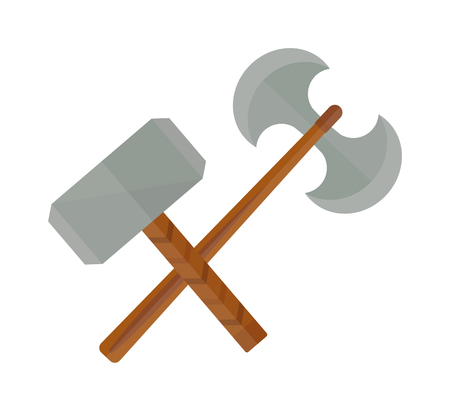Medieval weapons close combat. Medieval weapons can pierce light armor knight and medieval weapons military ancient. Fantasy knight medieval weapons. Medieval weapons vintage iron ax.のイラスト素材