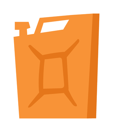 Red metal fuel tank or jerry can for transporting and storing gasoline or jerry can diesel fuel on white background. Jerry can fuel container gasoline tank diesel oil energy bottle transportation.のイラスト素材