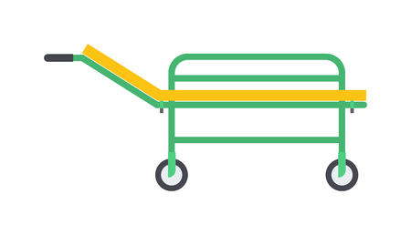Vector colored flat design medical emergency hospital bed illustration. Hospital bed stretcher isolated and medical stretcher emergency care patient health hospital bed tool.のイラスト素材