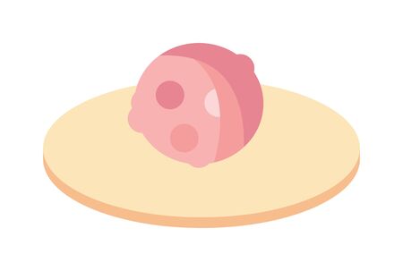 Roasted meatballs isolated, meat sauce meatball on white. Meatball vector tasty food and meatball traditional minced piece of meat. Meatball fried dish and delicious pork lunch traditional meatball.のイラスト素材