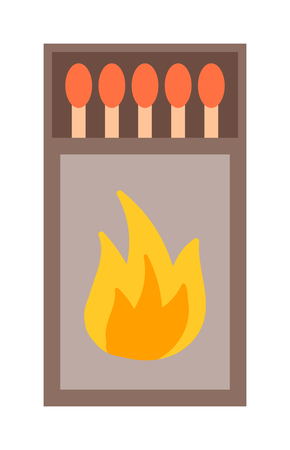 Vector burning matches pack. Matches and hot lighters. Matches ignite and bright flammable lighters. Vector burning matches sticksのイラスト素材