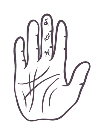 Pencil drawing fist hand sketch gesture vector illustration. Hand sketch human drawing creativity concept. Palm symbol divination, life line hand sketch inspiration, touch vector hand drawn element.のイラスト素材