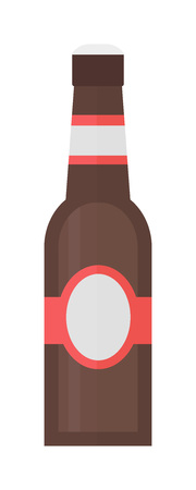 Beer bottle on white background and vector beer bottle. Beer glass bottle beverage liquid cold and pub lager beer bottle. Bottle fresh dark cold beer and glass full delicious beer.のイラスト素材