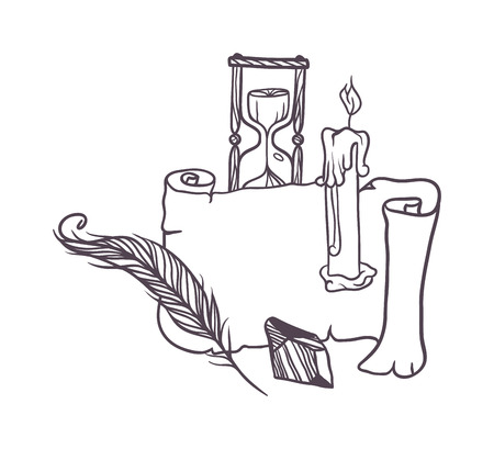 Vector linear secret symbols in hipster style icons abstract design elements. Vector masonic secret symbols set. Sacred society icons. Freemasonry emblems. Esoteric secret symbols collection vector.のイラスト素材