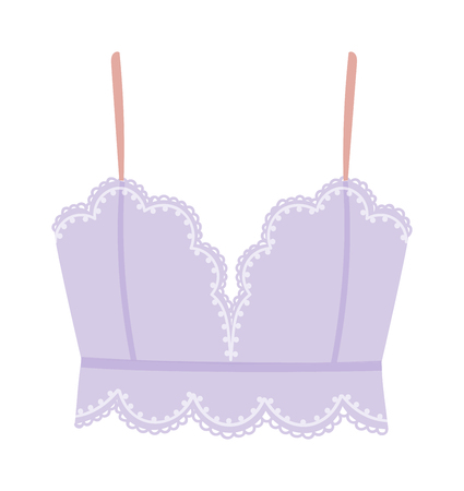 Fashion bra on white background. Vector bra fashion underwear lingerie clothing. Brassiere clothes women breast bra romance sensuality. Lady lace romantic seduction brassiere.のイラスト素材
