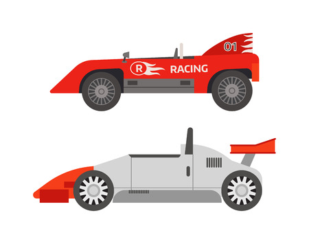 Race retro sport car. Supercar tuning retro sport car and flat style vector retro sport car illustration isolated on white background. Retro sport car vehicle automobile classic transport design.のイラスト素材
