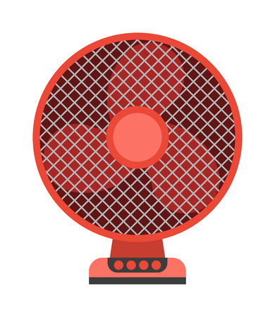 Electric ceiling fan wind home appliance. Electric cooler ventilator ceiling fan indoors propeller cooling element. Fresh cooler light ceiling fan circulation electrical vector equipment.のイラスト素材