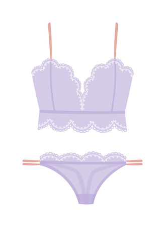 Underwear silhouette isolated male and female underwear isolated on white background. Underwear isolated vector clothing cotton textile pants and underwear isolated beauty bra woman accessory design.のイラスト素材