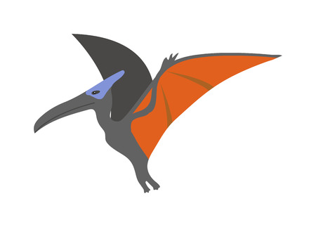 Funny cute pterodactyl dinosaur educational game characters for kids. Prehistoric flying reptile pterodactyl dinosaur vector. Dangerous pterodactyl dinosaur jurassic extinct cartoon monster.のイラスト素材