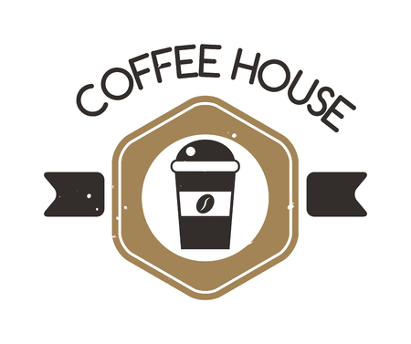 Coffee logo shop sign cafe symbol espresso design morning drink modern badge vector. Coffee logo cafe symbol and morning coffee logo. Coffee mug logo label espresso vintage elements.のイラスト素材