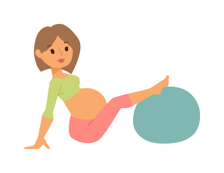 Meditating on maternity pregnant woman meditating while sitting yoga position fitness healthy lifestyle character vector. Pregnant yoga beautiful healthy lifestyle and fitness pregnant yoga.のイラスト素材