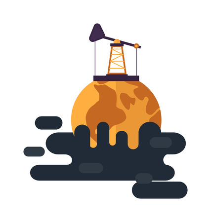 Ecological problems, environmental pollution of water, earth, air, deforestation, destruction of animals vector. Mills factories forest landscape environmental pollution. Environmental protection.のイラスト素材