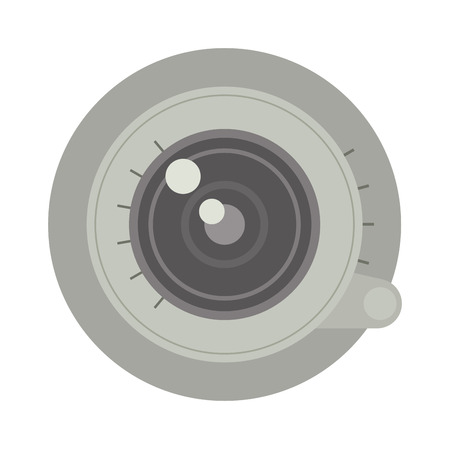 Camera photo optic lense on white background vector. Objective equipment, professional look photo optic lense. Photo optic lenses digital equipment optical technology.のイラスト素材