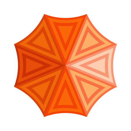 Cute multi colored umbrella top view in flat design style. Autumn accessory concept fashion umbrella. Colorful flat comfort umbrella outdoor element, climate protective sign.のイラスト素材