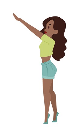 Illustration teenagers staying girl. Young girl vector character and cute modern adult girl. Beautiful happy woman and conversation smiling pretty girl. Adult teen.のイラスト素材