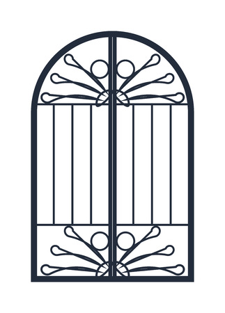 Vintage door isolated on white. Colorful front door to house and building in flat design style isolated. Vector illustration door isolated modern new decoration open elegant room lockのイラスト素材