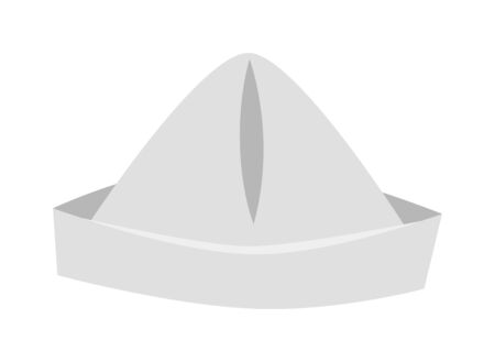 Paper cap as origami handicraft vector illustration isolated on white background. Event shape color accessory paper hat, painter head symbol. Personal single paper hat origami cap fun decoration.のイラスト素材