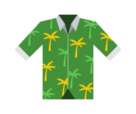 Hawaiian aloha shirt. Vector illustration hawaii shirt and fashion hawaii shirt aloha beach male cloth. Hawaii shirt adult clothing pattern design and modern flat hawaii shirt textile.のイラスト素材