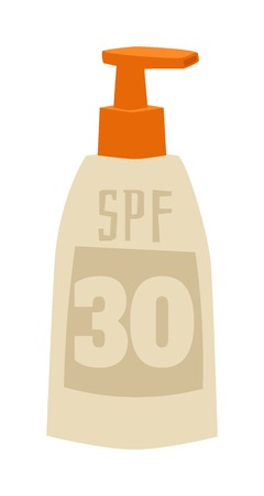 Cream sunscreen bottle isolated on white background and sunscreen cream bottle vector icon. Sunblock cosmetic summer container sunscreen cream bottle tube packaging design sunscreen cream bottleのイラスト素材