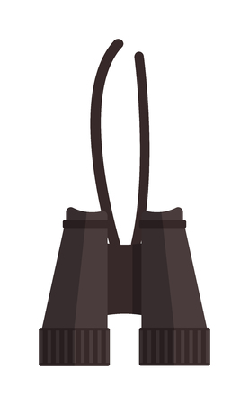 Black binoculars with lens isolated on white background. Binoculars vector illustration. Army green binoculars and binoculars vision military instrument. Discovery binoculars equipment optical zoom.のイラスト素材